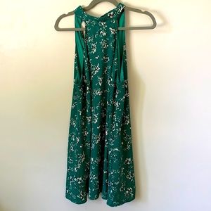Lulu’s Jade green floral halter darling dearest dress medium